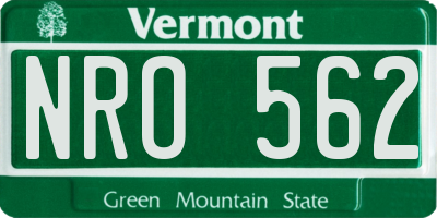 VT license plate NRO562