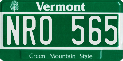 VT license plate NRO565