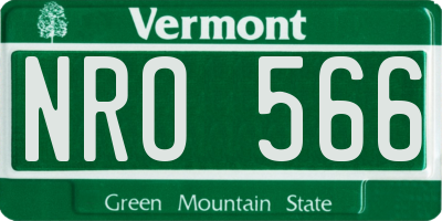 VT license plate NRO566