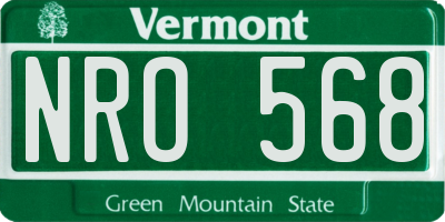 VT license plate NRO568