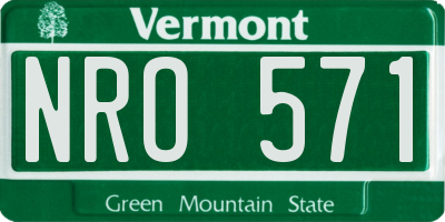 VT license plate NRO571