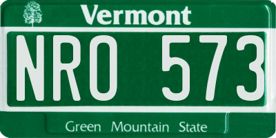 VT license plate NRO573