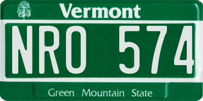 VT license plate NRO574