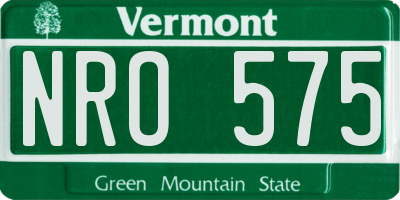 VT license plate NRO575