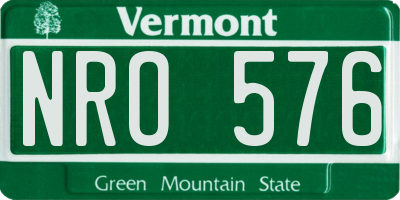 VT license plate NRO576