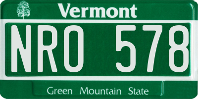 VT license plate NRO578