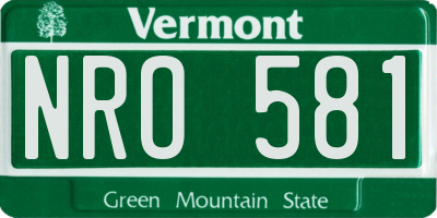 VT license plate NRO581