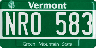VT license plate NRO583