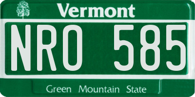 VT license plate NRO585