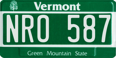 VT license plate NRO587