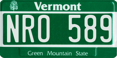 VT license plate NRO589