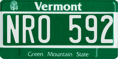 VT license plate NRO592