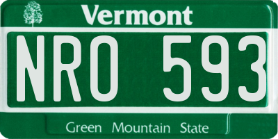 VT license plate NRO593