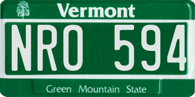 VT license plate NRO594