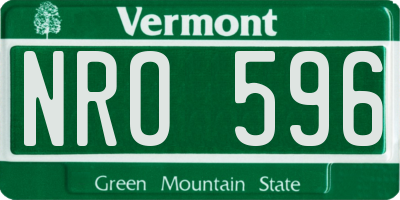 VT license plate NRO596