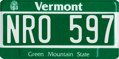 VT license plate NRO597