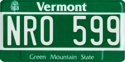 VT license plate NRO599