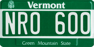 VT license plate NRO600