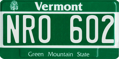 VT license plate NRO602
