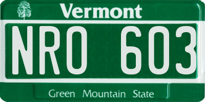 VT license plate NRO603