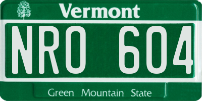 VT license plate NRO604