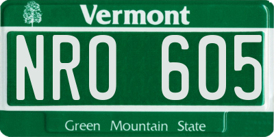 VT license plate NRO605