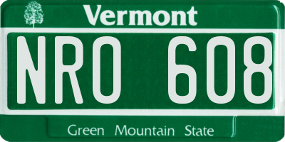 VT license plate NRO608