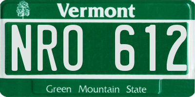 VT license plate NRO612