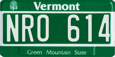 VT license plate NRO614