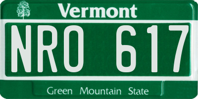 VT license plate NRO617