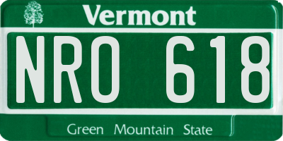 VT license plate NRO618