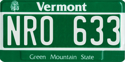 VT license plate NRO633