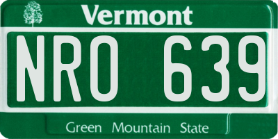VT license plate NRO639