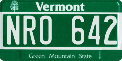VT license plate NRO642