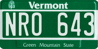 VT license plate NRO643