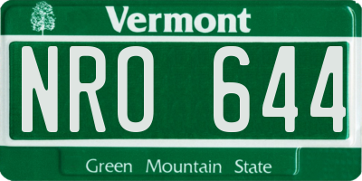 VT license plate NRO644