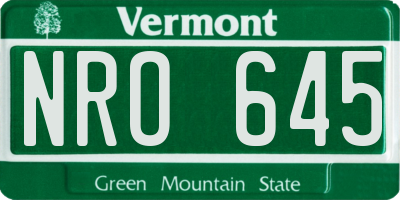 VT license plate NRO645