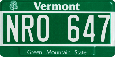 VT license plate NRO647