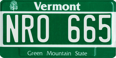 VT license plate NRO665