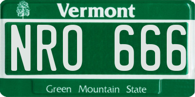 VT license plate NRO666