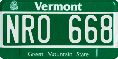 VT license plate NRO668