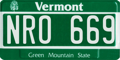 VT license plate NRO669
