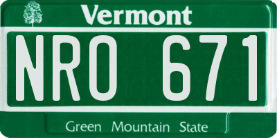VT license plate NRO671