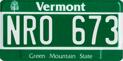 VT license plate NRO673