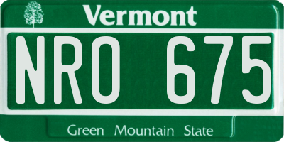 VT license plate NRO675