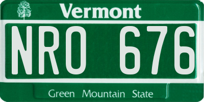 VT license plate NRO676