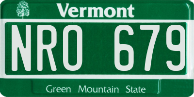 VT license plate NRO679