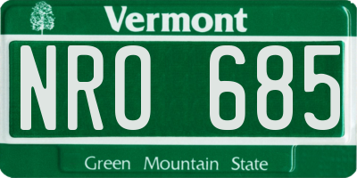 VT license plate NRO685