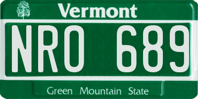 VT license plate NRO689