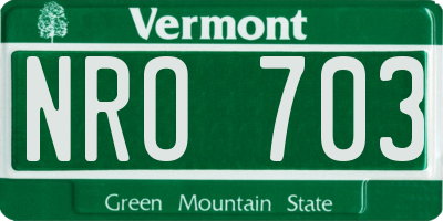 VT license plate NRO703